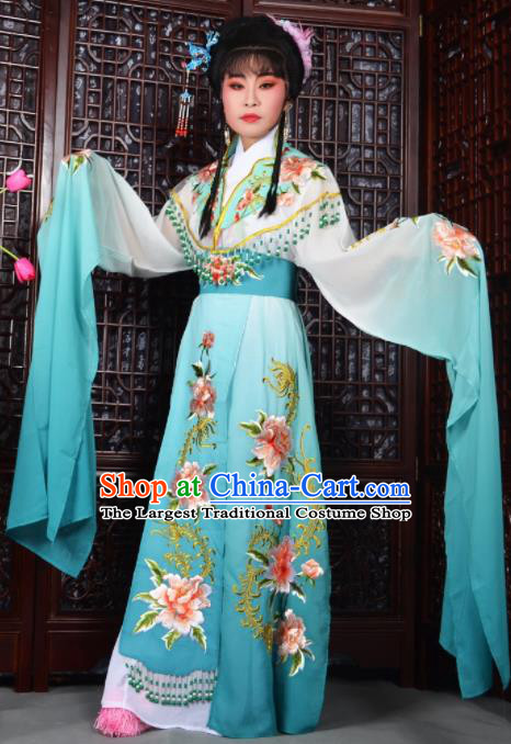 Traditional Chinese Peking Opera Palace Lady Costumes Ancient Imperial Consort Blue Dress for Adults
