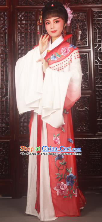 Traditional Chinese Peking Opera Palace Lady Costumes Ancient Imperial Concubine Embroidered Red Dress for Adults