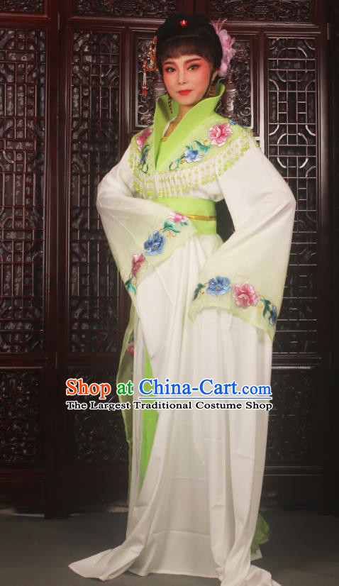 Traditional Chinese Peking Opera Palace Lady Costumes Ancient Imperial Concubine Embroidered Green Dress for Adults