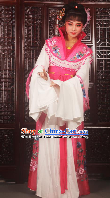 Traditional Chinese Peking Opera Palace Lady Costumes Ancient Imperial Concubine Embroidered Rosy Dress for Adults