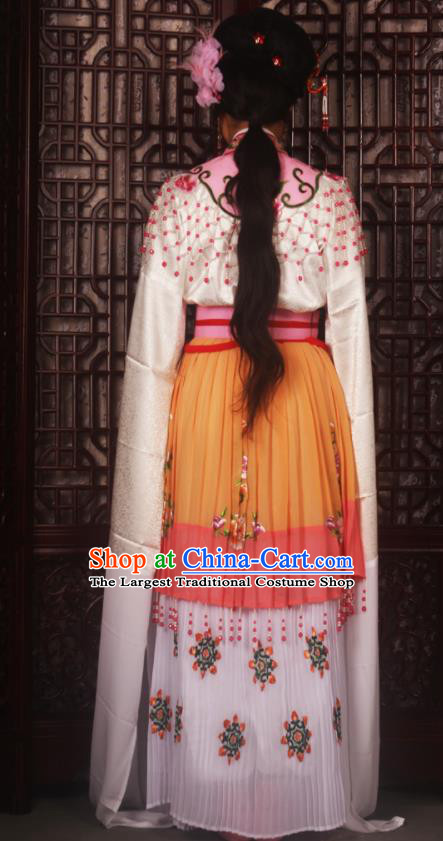 Chinese Ancient Nobility Lady Embroidered Yellow Dress Traditional Peking Opera Actress Costumes for Adults