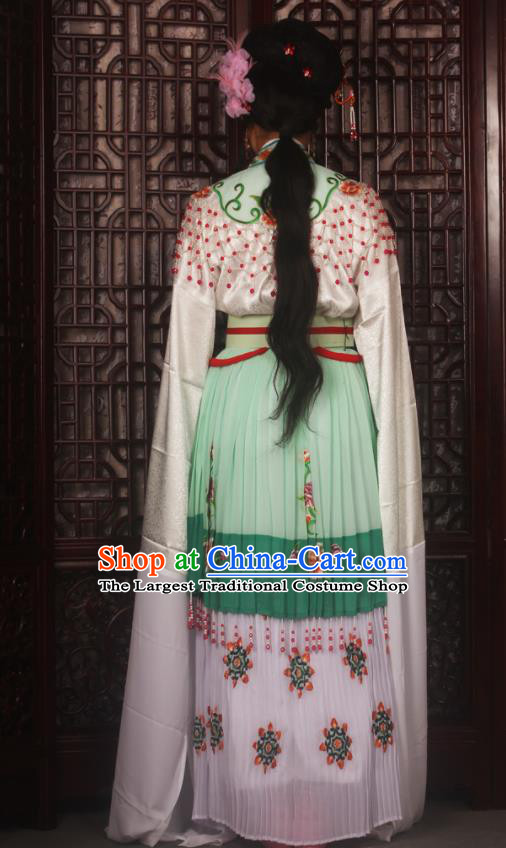 Chinese Ancient Nobility Lady Embroidered Green Dress Traditional Peking Opera Actress Costumes for Adults