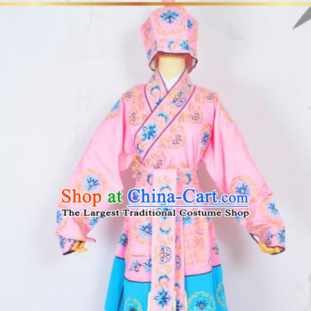 Professional Chinese Peking Opera Takefu Costumes Ancient Swordsman Embroidered Pink Clothing and Hat for Adults