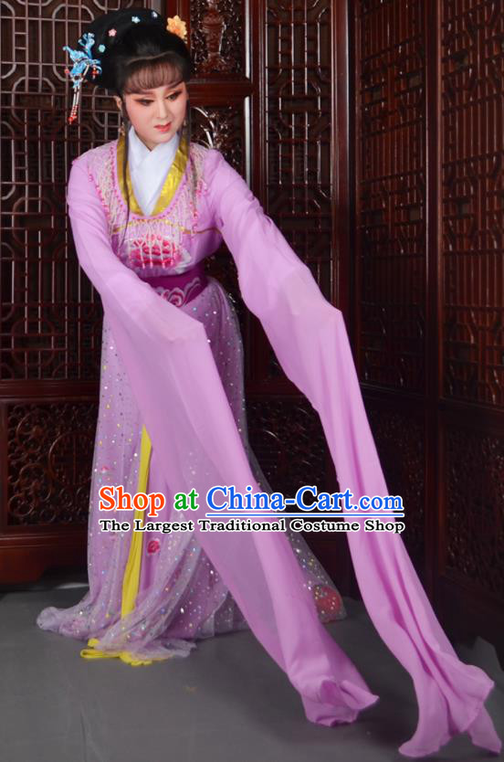 Chinese Ancient Peri Princess Embroidered Purple Dress Traditional Peking Opera Actress Costumes for Adults