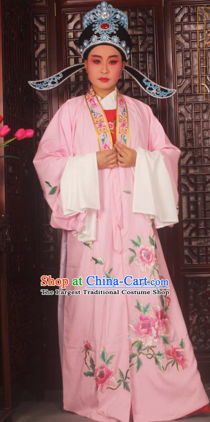 Top Grade Chinese Beijing Opera Scholar Costumes Peking Opera Niche Embroidered Pink Clothing for Adults