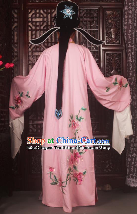 Top Grade Chinese Beijing Opera Scholar Costumes Peking Opera Niche Embroidered Pink Clothing for Adults