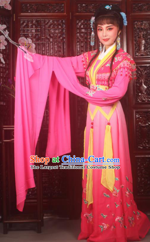 Traditional Chinese Peking Opera Peri Princess Costumes Ancient Palace Lady Embroidered Rosy Dress for Adults