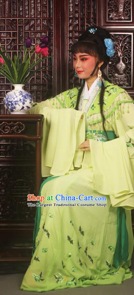 Traditional Chinese Peking Opera Peri Princess Costumes Ancient Palace Lady Embroidered Green Dress for Adults