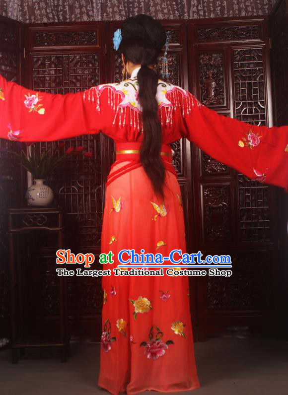 Traditional Chinese Peking Opera Diva Costumes Ancient Palace Princess Red Embroidered Dress for Adults