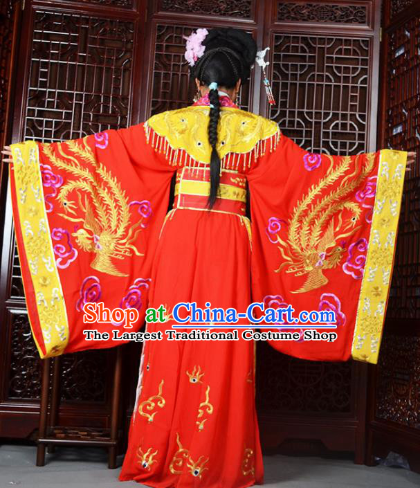 Traditional Chinese Peking Opera Empress Embroidered Costumes Ancient Queen Red Dress for Adults