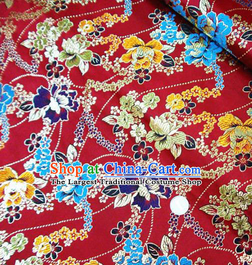 Traditional Chinese Red Brocade Tang Suit Royal Peony Pattern Fabric Silk Fabric Asian Material