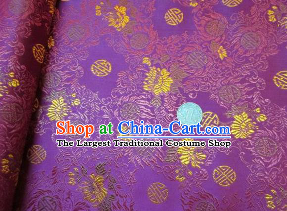Traditional Chinese Royal Pattern Purple Brocade Tang Suit Fabric Silk Fabric Asian Material