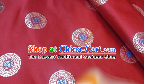 Traditional Chinese Royal Coins Pattern Red Brocade Tang Suit Fabric Silk Fabric Asian Material