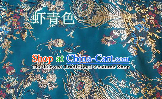 Traditional Chinese Royal Phoenix Flower Pattern Peacock Green Brocade Tang Suit Fabric Silk Fabric Asian Material