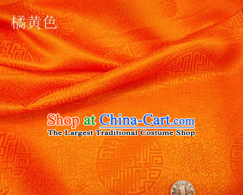 Traditional Chinese Royal Pattern Design Orange Brocade Fabric Silk Fabric Chinese Fabric Asian Material