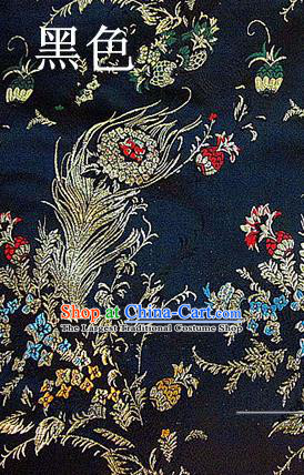 Traditional Chinese Royal Phoenix Flower Pattern Black Brocade Tang Suit Fabric Silk Fabric Asian Material