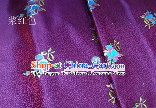 Traditional Chinese Royal Tulipa Pattern Purple Brocade Tang Suit Fabric Silk Fabric Asian Material