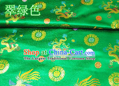 Traditional Chinese Royal Dragon Phoenix Pattern Green Brocade Tang Suit Fabric Silk Fabric Asian Material