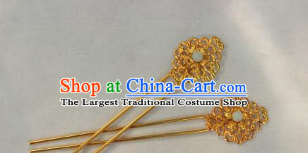 Traditional Chinese Ancient Tang Dynasty Princess Hair Accessories Golden Hairpins for Women