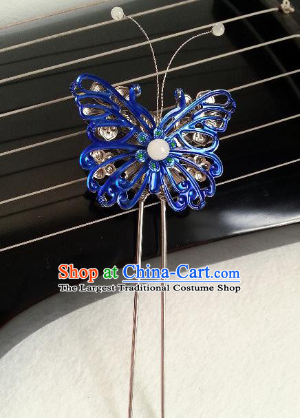 Traditional Chinese Ancient Tang Dynasty Princess Hair Accessories Blueing Butterfly Hairpins for Women