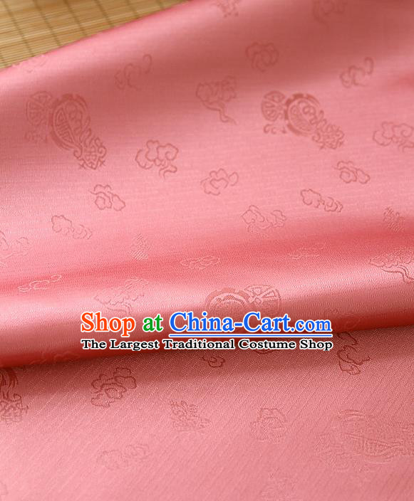 Traditional Asian Classical Pattern Watermelon Red Brocade Cloth Drapery Korean Hanbok Palace Satin Silk Fabric