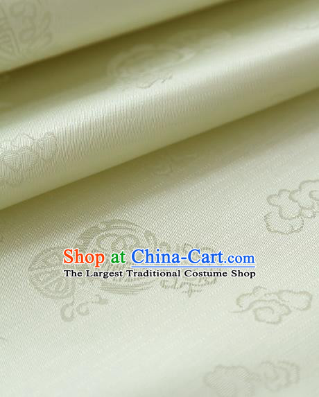 Traditional Asian Classical Pattern Light Golden Brocade Cloth Drapery Korean Hanbok Palace Satin Silk Fabric