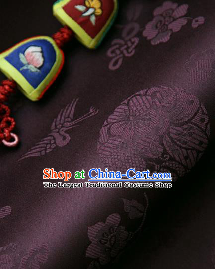 Asian Traditional Classical Pattern Brown Brocade Cloth Drapery Korean Hanbok Palace Satin Silk Fabric