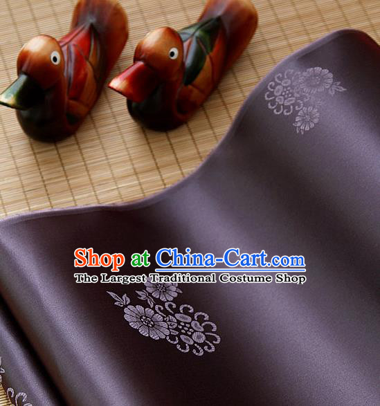 Asian Traditional Classical Pattern Brown Brocade Cloth Drapery Korean Hanbok Palace Satin Silk Fabric