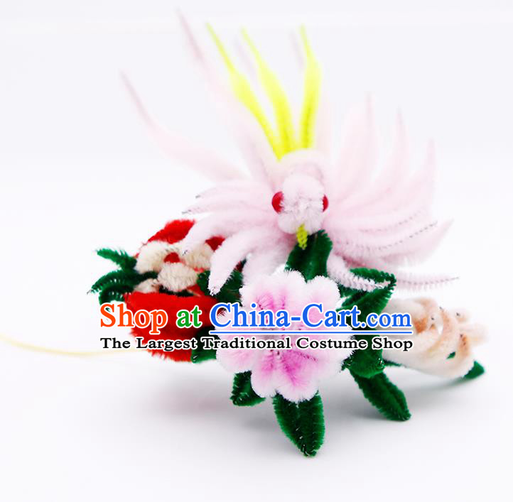 Chinese Traditional Hair Accessories Ancient Princess Velver Chrysanthemum Hairpins for Women