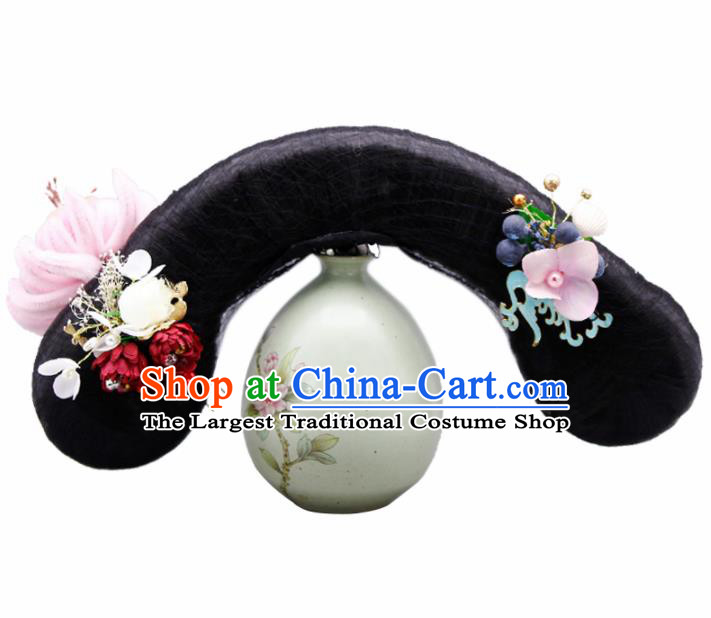 Chinese Traditional Qing Dynasty Hair Accessories Ancient Wigs and Hairpins for Women