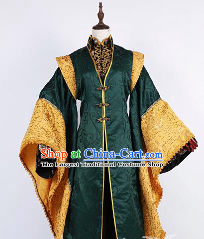 Chinese Traditional Ancient Swordsman Nobility Childe Green Costumes for Men