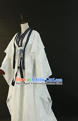 Chinese Traditional Ancient Nobility Childe Swordsman White Costumes for Men