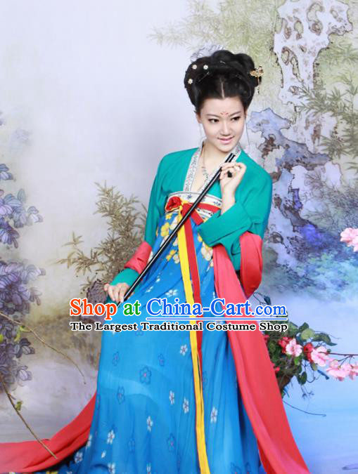 Chinese Traditional Tang Dynasty Young Lady Costume Ancient Peri Hanfu Dress for Women