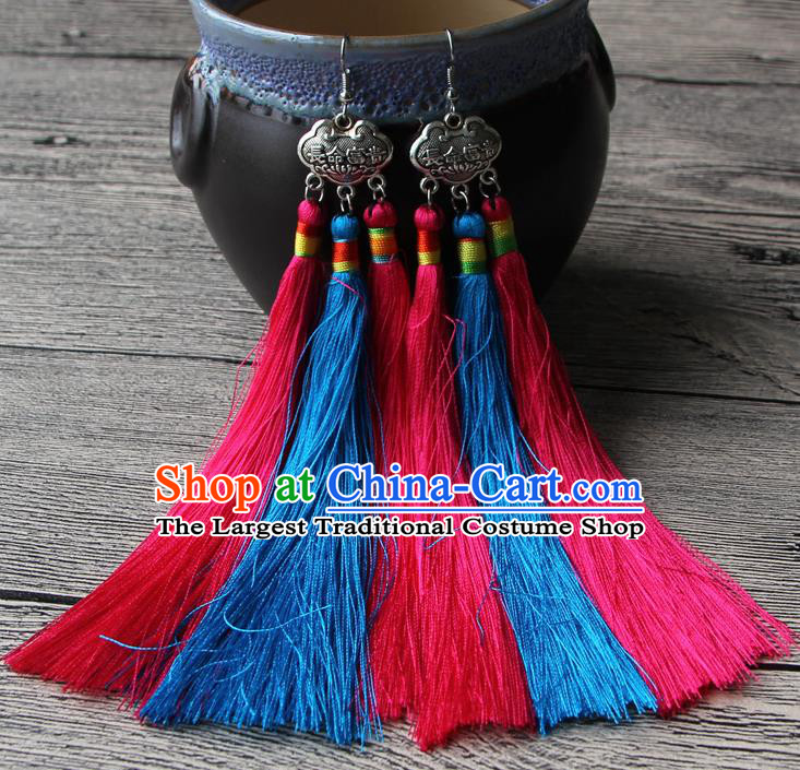 Chinese Traditional Ethnic Earrings National Longevity Lock Ear Accessories for Women