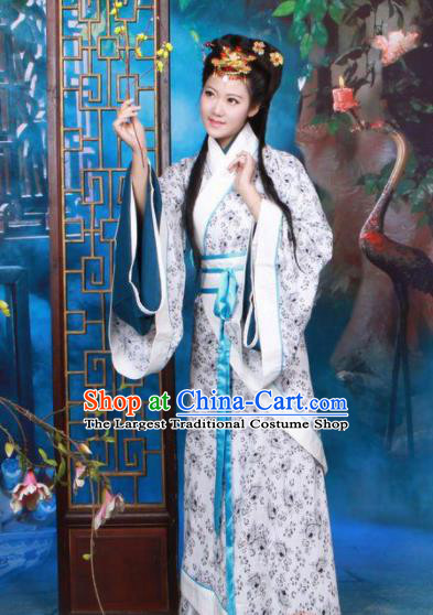 Chinese Traditional Han Dynasty Princess Curving Front Robe Ancient Peri Historical Costumes for Women