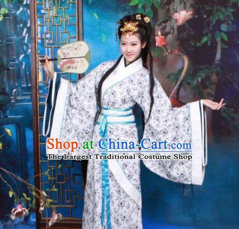 Chinese Traditional Han Dynasty Princess Curving Front Robe Ancient Peri Historical Costumes for Women