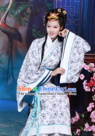 Chinese Traditional Han Dynasty Princess Curving Front Robe Ancient Peri Historical Costumes for Women