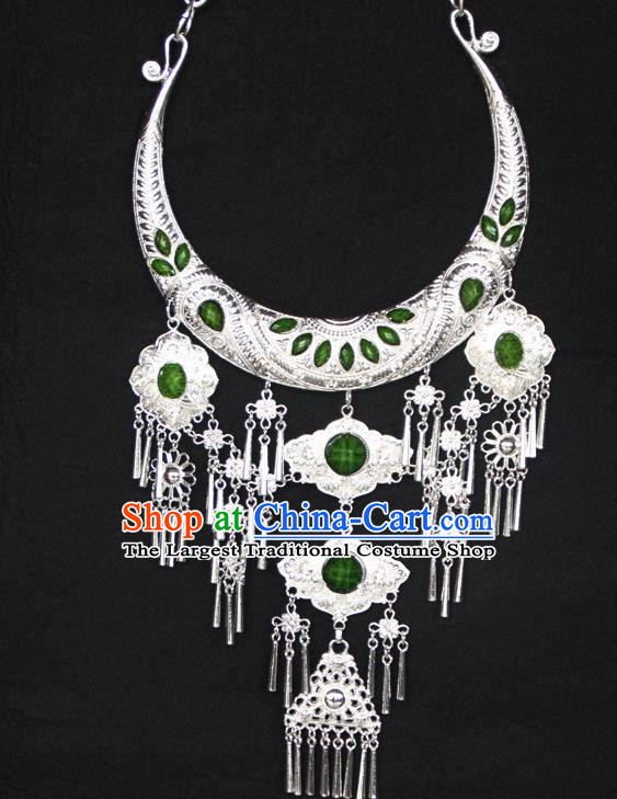 Chinese Traditional National Jewelry Accessories Ethnic Green Necklace for Women