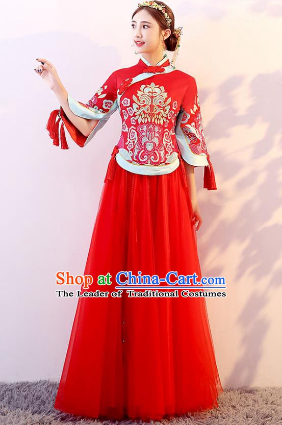 Traditional Chinese Wedding Costumes Traditional Xiuhe Suits Ancient Chinese bridal Full Dress