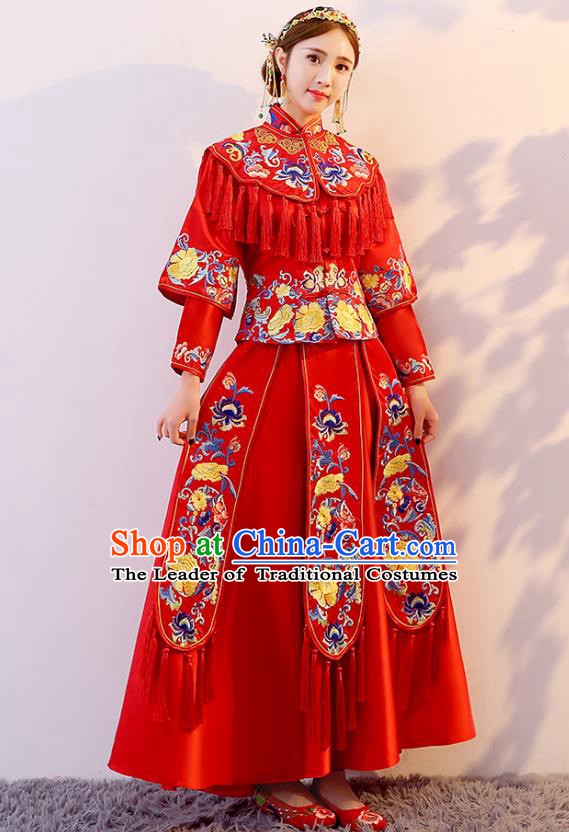 Traditional Chinese Wedding Costumes Traditional Xiuhe Suits Ancient Chinese bridal Full Dress