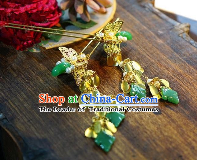 Chinese Handmade Classical Hair Accessories Ancient Bride Tassel Hairpins for Women