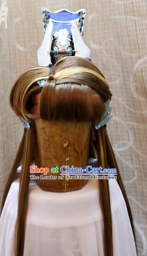 China Ancient Tang Dynasty Cosplay Swordswoman Hair Accessories Wig Sheath