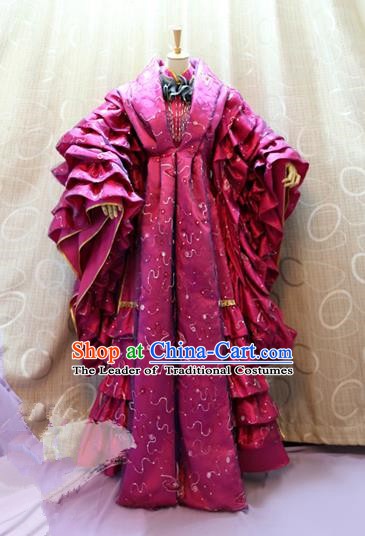 China Ancient Cosplay Princess Clothing Traditional Tang Dynasty Palace Lady Rosy Dress for Women