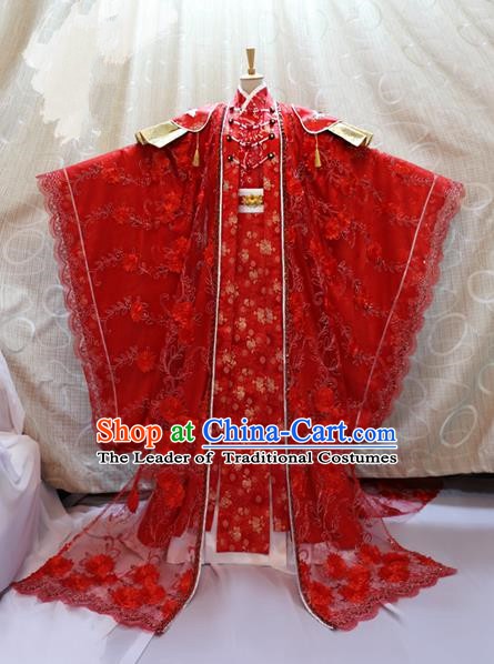 Ancient Traditional China Cosplay Tang Dynasty Palace Princess Wedding Costumes Red Dress for Women