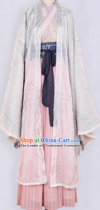 Ancient Chinese Jin Dynasty Palace Lady Costume, Ancient China Princess Embroidered Clothing for Women