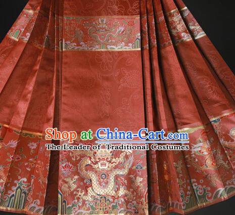 Ancient Chinese Ming Dynasty Palace Empress Costume Embroidered Horse-face Skirt for Women