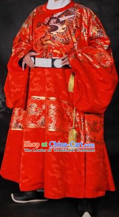 Ancient Chinese Ming Dynasty Palace Emperor Embroidered Wedding Costume for Men