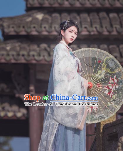 Ancient China Jin Dynasty Palace Lady Princess Embroidered Costume for Women