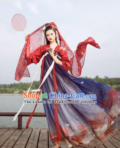 Ancient Traditional China Tang Dynasty Princess Embroidered Wedding Costumes Complete Set for Women