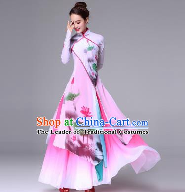 Traditional Chinese Yangge Fan Dance Costume, Folk Yangko Dance Classical Lotus Dance Dress for Women